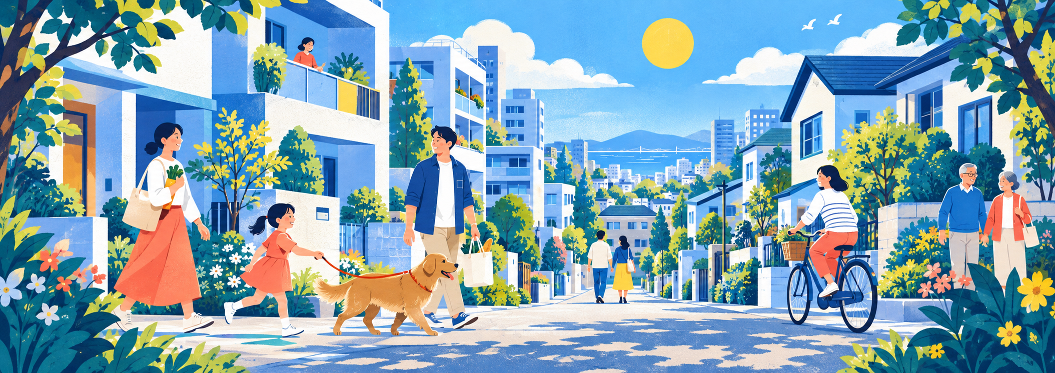フラットイラスト × 大きな色面の生成イメージ