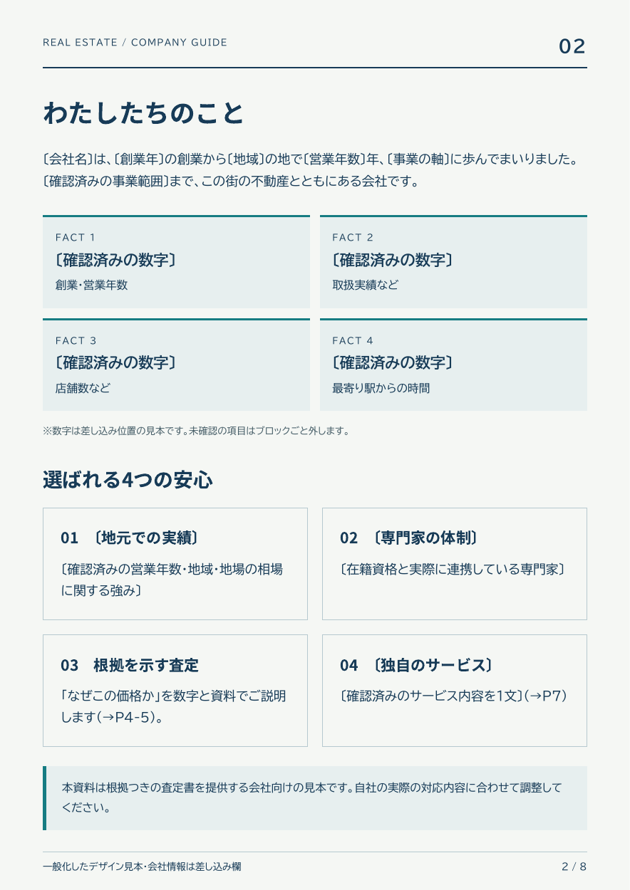 会社の強みを伝える中面見本